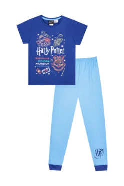 Girls Harry Potter Hedwig Hogwarts BlueLong Pyjamas W21 -All Ages Fashion 17C scaled
