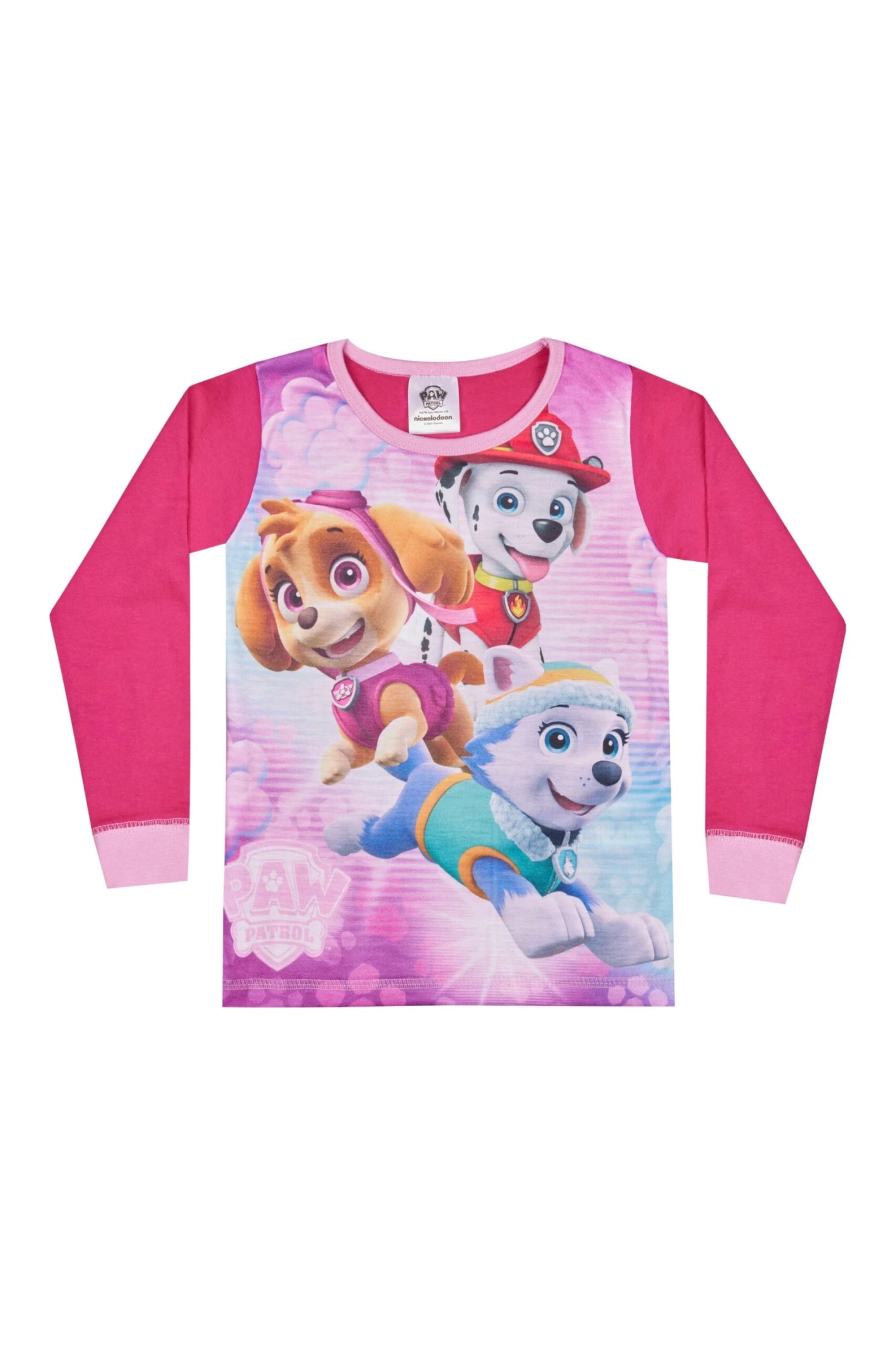 Girls Paw Patrol Long Pink Marshall And Skye Pyjamas 3 Girls Paw Patrol Long Pink Marshall And Skye Pyjamas - Image 3
