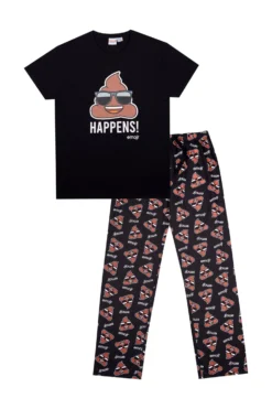 Men's Novelty Emoji Happens Character Long Pyjamas