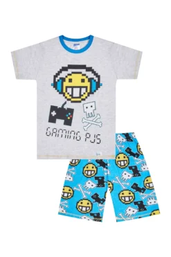 Boys Gaming PJs Grey Blue Short Pyjamas -All Ages Fashion 33C scaled