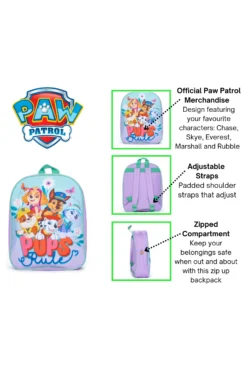 Girls Paw Patrol Pups Rule Backpack Nursery School Rucksack 12 Girls Paw Patrol Pups Rule Backpack Nursery School Rucksack -All Ages Fashion Adjustablestraps