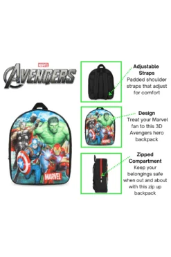 Official Marvel Avengers 3D Backpack Iron Man Hulk Thor Captain America 16 Official Marvel Avengers 3D Backpack Iron Man Hulk Thor Captain America -All Ages Fashion Avengers3Dbackpack1