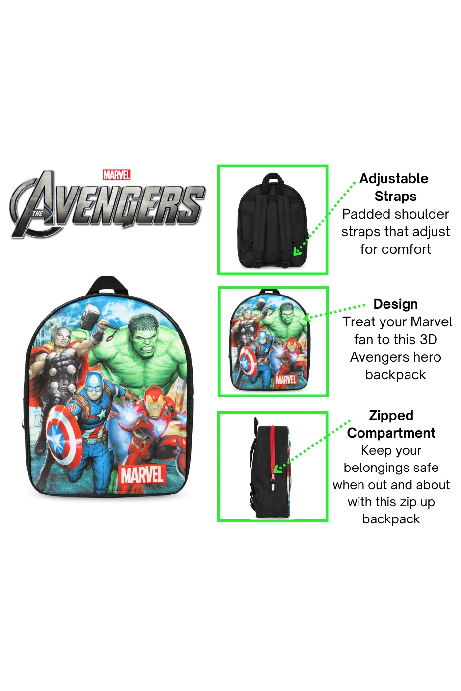 Official Marvel Avengers 3D Backpack Iron Man Hulk Thor Captain America 8 Official Marvel Avengers 3D Backpack Iron Man Hulk Thor Captain America - Image 8