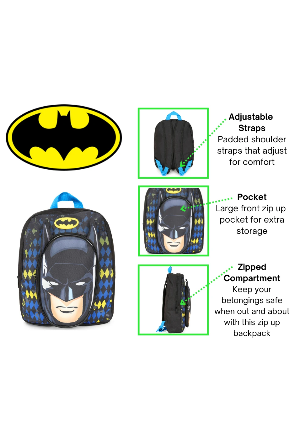 Official Boys DC Comics Batman Boys 3D School Backpack Lunch Travel Rucksack Bag 5 Official Boys DC Comics Batman Boys 3D School Backpack Lunch Travel Rucksack Bag - Image 5