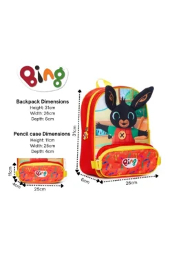 Bing Bunny Backpack And Pencil Case Kids Nursery School Rucksack Lunch Bag -All Ages Fashion Bingbackpacksizechart