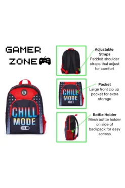 Chill Mode On Gaming School Bag, Kids Boys Gamer Backpack -All Ages Fashion Chillmodebackpack1