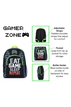 Eat Game Sleep School Bag, Kids Boys Gamer Backpack -All Ages Fashion Eatgamesleepbackpack