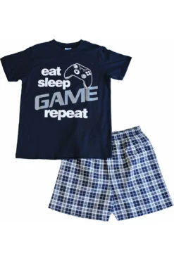 Eat Sleep Game Short Pyjamas Navy