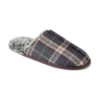 Mens Slip On Dark Grey And Red Check Slippers