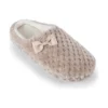Women's Beige Waffle Effect Fabric Mule Slippers
