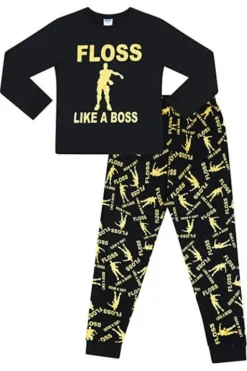 Floss Like A Boss Gold Long Pyjamas