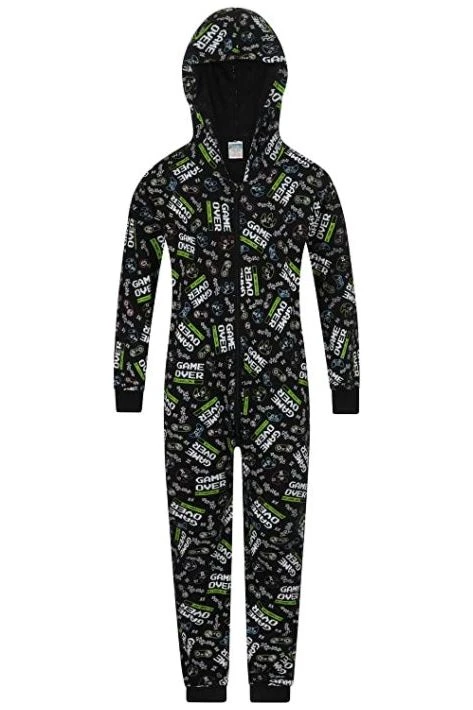 Boys Game Over Recharging Onesie Sleepsuit 3 Boys Game Over Recharging Onesie Sleepsuit - Image 3