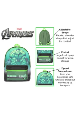 Official Marvel Incredible Hulk Backpack Style Design School Bag Boys -All Ages Fashion Hulkbackpack1