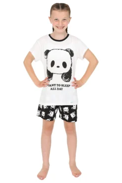 I Want To Sleep All Day Panda Short Pyjamas