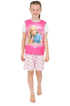 Girls Classic Barbie Girl Short Pink Pyjamas