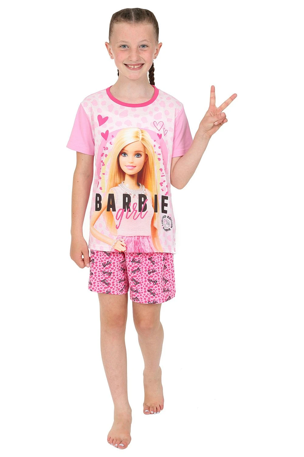 Girls Barbie Girl Short Leopard Print Pink Pyjamas 3 To 10 Years 1 Girls Barbie Girl Short Leopard Print Pink Pyjamas 3 To 10 Years