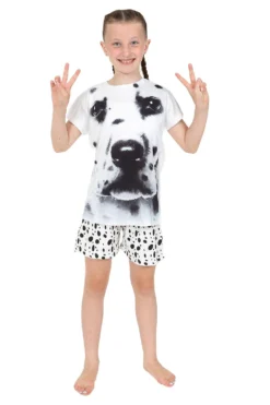 Dalmatian 3D Spotty Dog Girls Shorts Pyjamas Paw Print