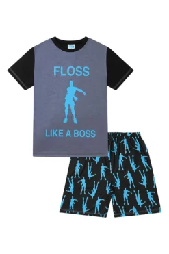 Floss Like A Boss Emote Dance Gaming Short Pyjamas Blue