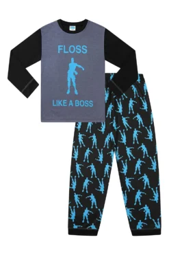 Floss Like A BossEmote Dance Gaming Long Pyjamas Blue