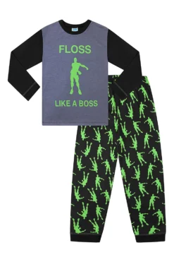 Floss Like A Boss Emote Dance Gaming Long Pyjamas Green