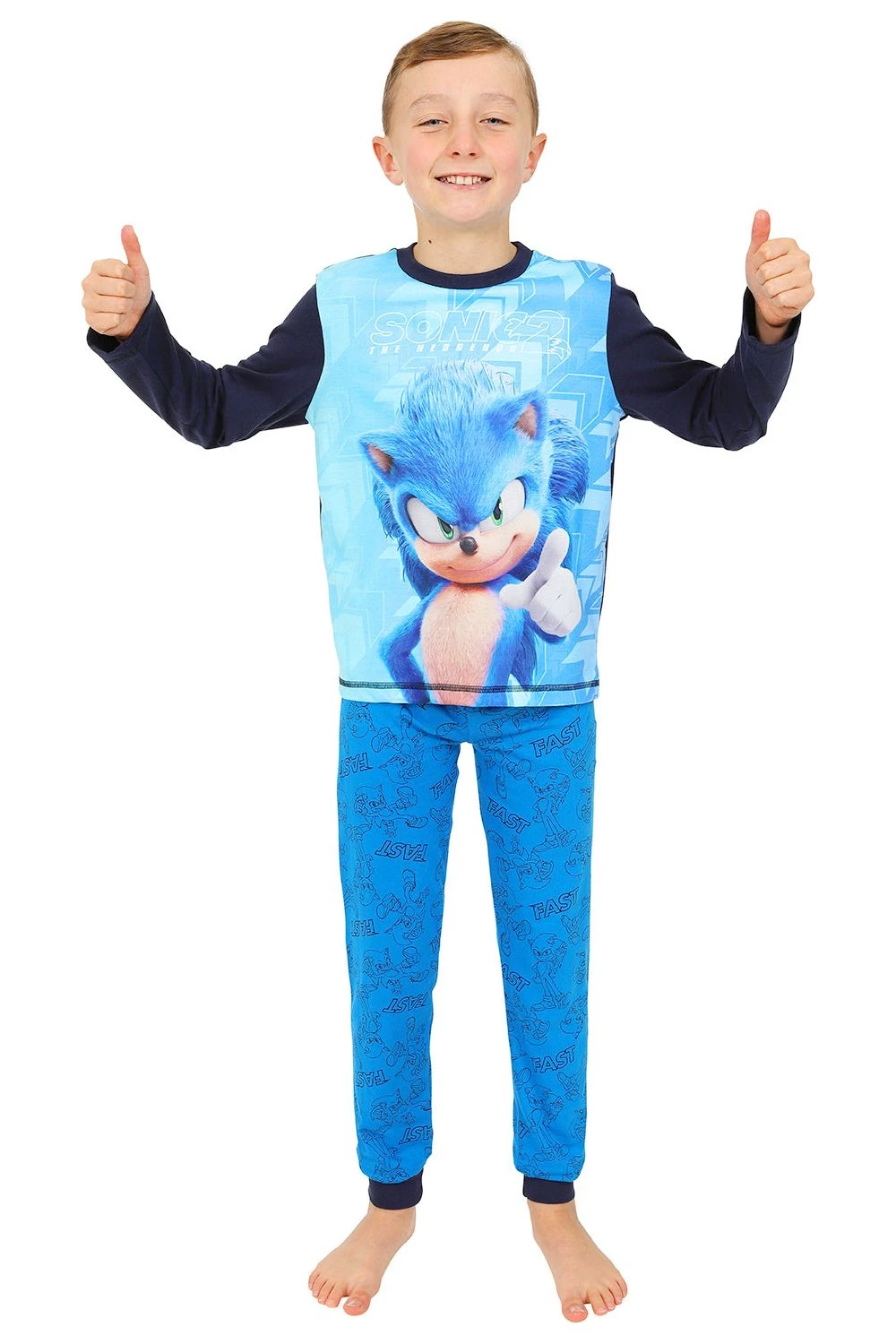 Boys Sonic The Hedgehog 2 Fast Fast Blue Long Pyjamas 1 Boys Sonic The Hedgehog 2 Fast Fast Blue Long Pyjamas