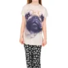 Girls 3D Pug Paw Print Long Pyjamas