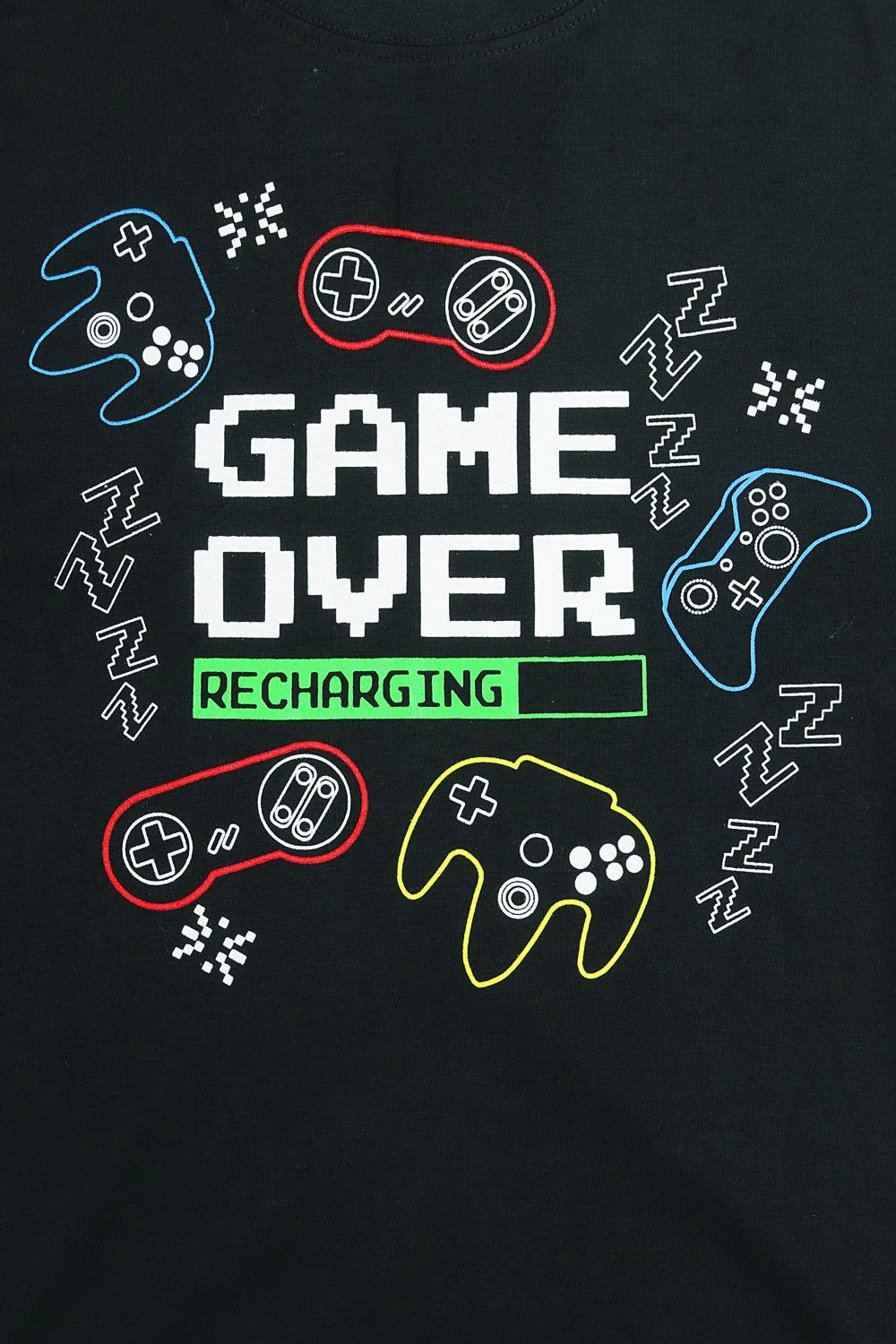 Game Over Recharging Gaming Black Cotton Long Pyjamas 5 Game Over Recharging Gaming Black Cotton Long Pyjamas - Image 5