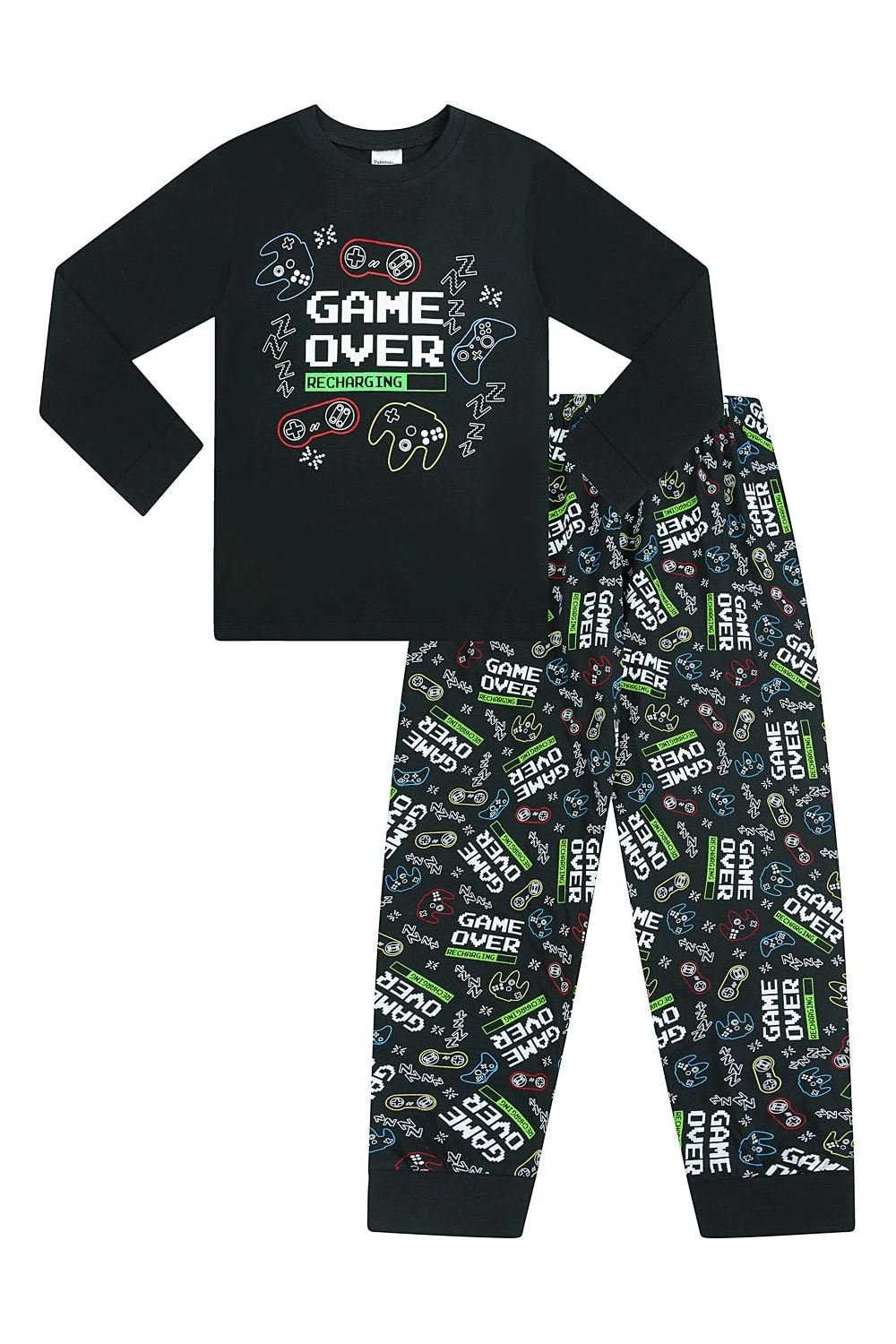 Game Over Recharging Gaming Black Cotton Long Pyjamas 3 Game Over Recharging Gaming Black Cotton Long Pyjamas - Image 3