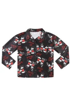 Women's Disney Mickey And Minnie Mouse Long Black Satin Silk Pyjama Set -All Ages Fashion IMG 4496