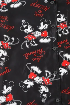 Women's Disney Mickey And Minnie Mouse Long Black Satin Silk Pyjama Set -All Ages Fashion IMG 4497