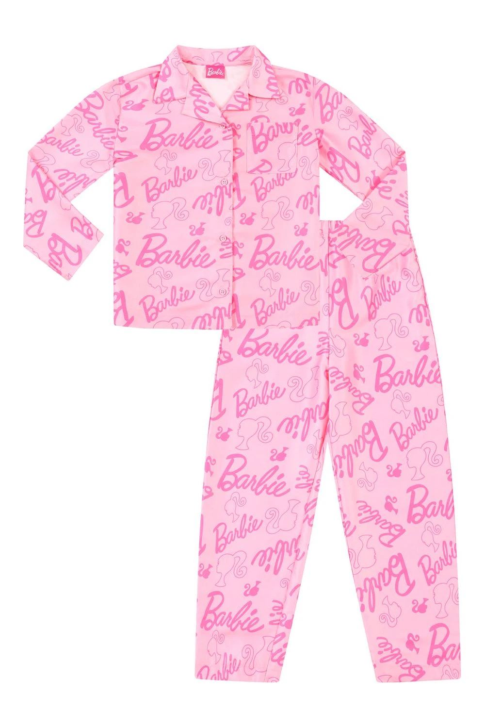 Girls Barbie Long Satin Silk Pyjama Set 3 Girls Barbie Long Satin Silk Pyjama Set - Image 3