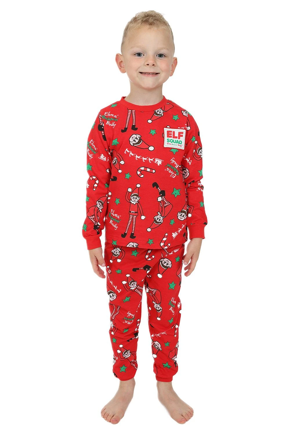 Official Elves Behavin' Badly Matching Family Christmas Long Pyjamas Red 2 Official Elves Behavin' Badly Matching Family Christmas Long Pyjamas Red - Image 2