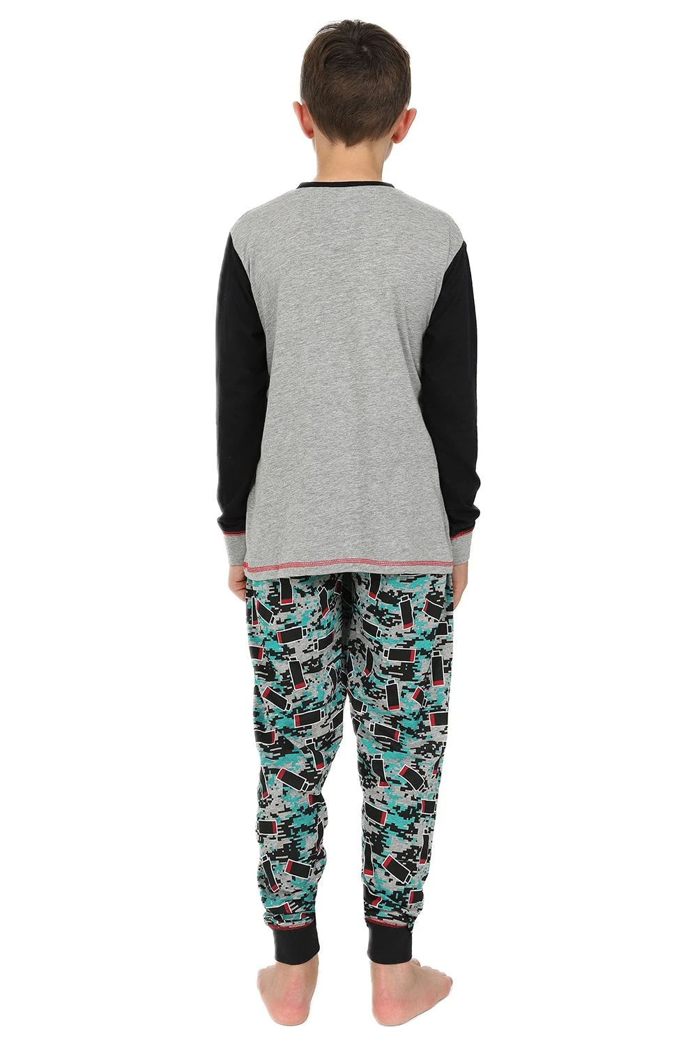 Boys Not Sleeping I'm Just Recharging' Grey Red Long Pyjamas 2 Boys Not Sleeping I'm Just Recharging' Grey Red Long Pyjamas - Image 2