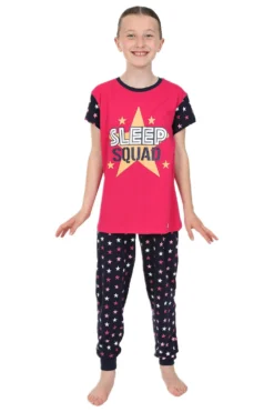 Girls Sleep Squad Pink Long Pyjamas