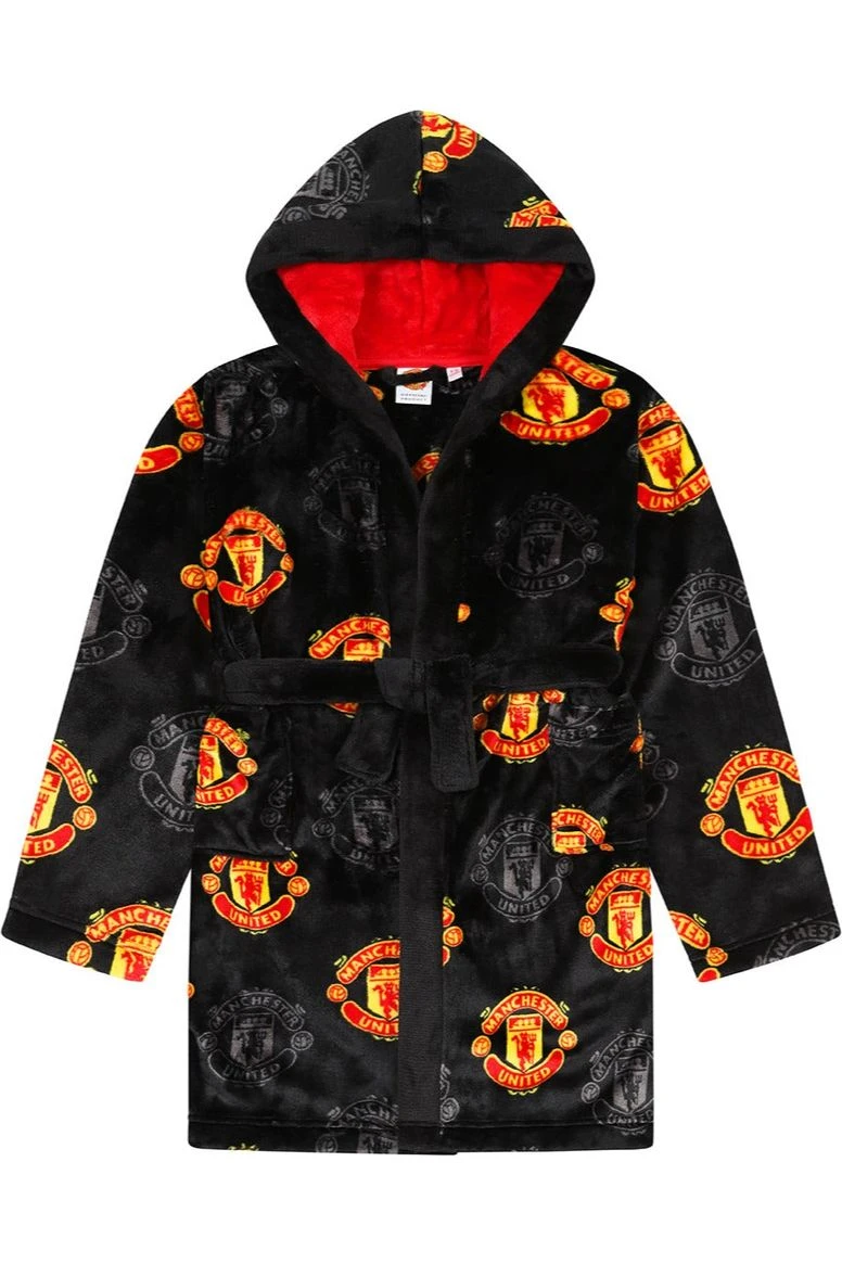 Manchester United F.C. Mens Official Dressing Gown Fleece Hooded Man Utd Robe 3 Manchester United F.C. Mens Official Dressing Gown Fleece Hooded Man Utd Robe - Image 3