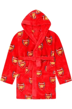 Arsenal F.C. Mens Red Official Dressing Gown Fleece Hooded Robe W23 -All Ages Fashion IMG 9192