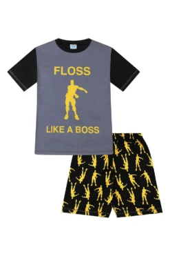 Floss Like A Boss Emote Dance Gaming Short Pyjamas Gold