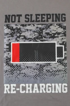 Boys Not Sleeping I'm Just Recharging' Grey Red Short Pyjamas -All Ages Fashion IMG 9240