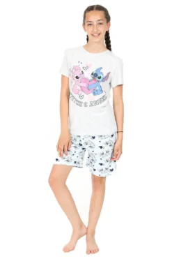 Girls Disney Lilo And Stitch And Angel Short Pyjamas
