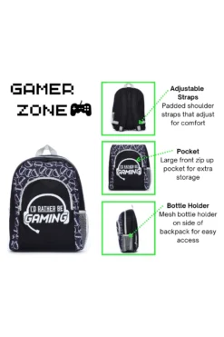 I'd Rather Be Gaming School Bag, Kids Boys Gamer Backpack -All Ages Fashion I dratherbegamingbackpack1