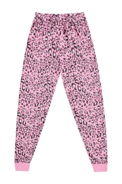 Women's And Girls Matching Pink Animal Print Pocket Long Pyjamas -All Ages Fashion LEOPARDC03 scaled