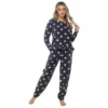Women's Star Print Fleece Twosie With Ruffle Hem Top In Navy