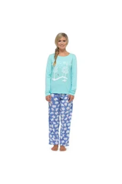 Women's Winter Polar Bear Blue Long Sleeve Pyjama Set