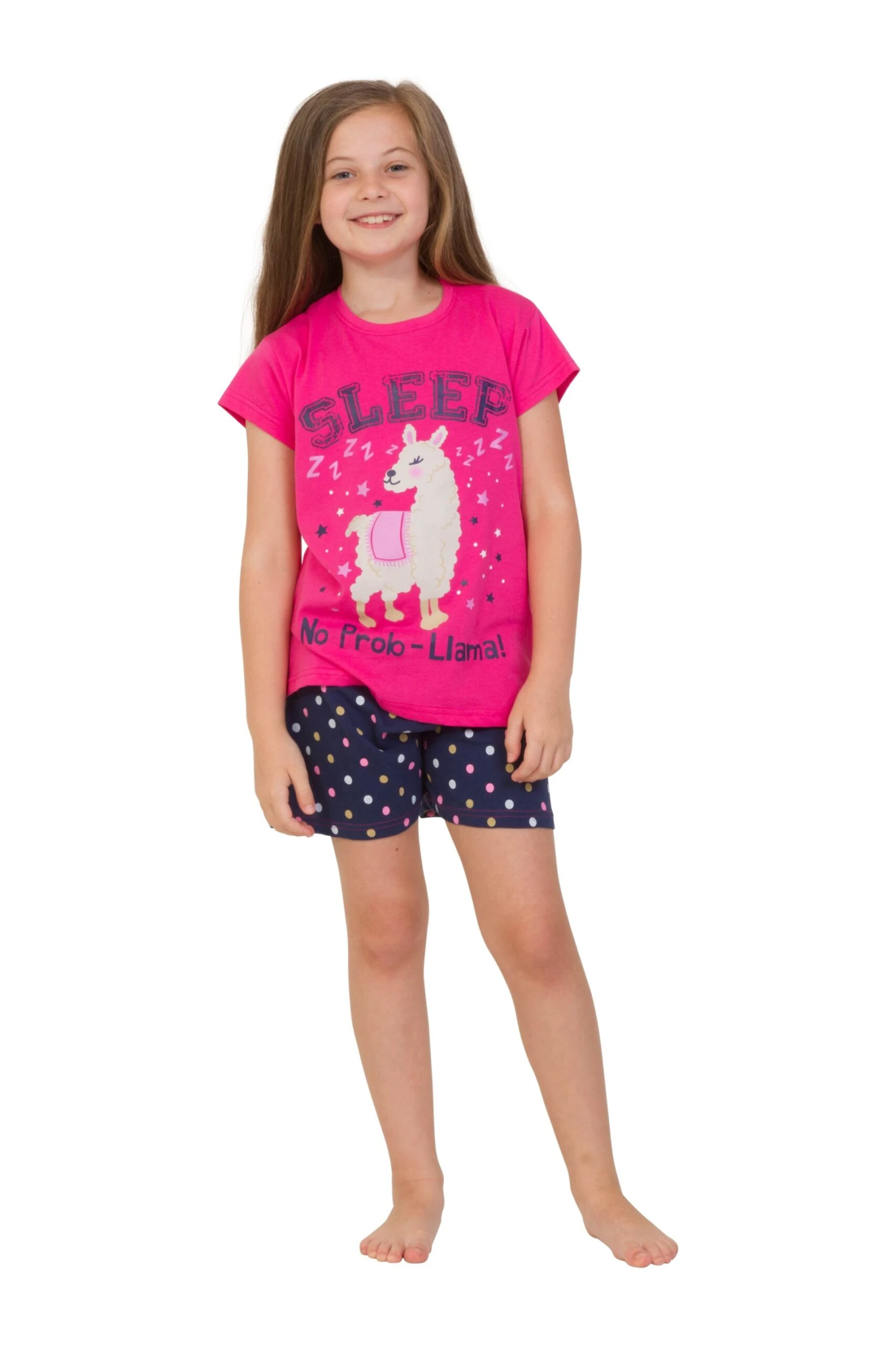 Girls 'Sleep No Prob-Llama' Short Pyjamas 1 Girls 'Sleep No Prob-Llama' Short Pyjamas