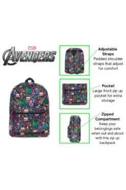 Marvel Avengers Official Backpack With Comic Style Design -All Ages Fashion Marvelcomicsbackpack1