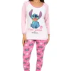 Women's Disney Lilo And Stitch Stay Weird Pink White Long Pyjama Set