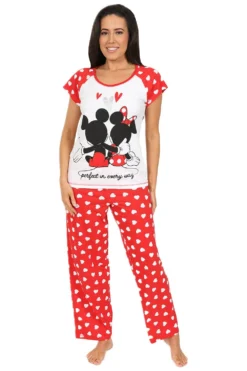 Women's Minnie And Mickey Heart Long Pyjamas