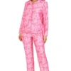 Women's Barbie Long Pink Satin Silk Pyjama Set