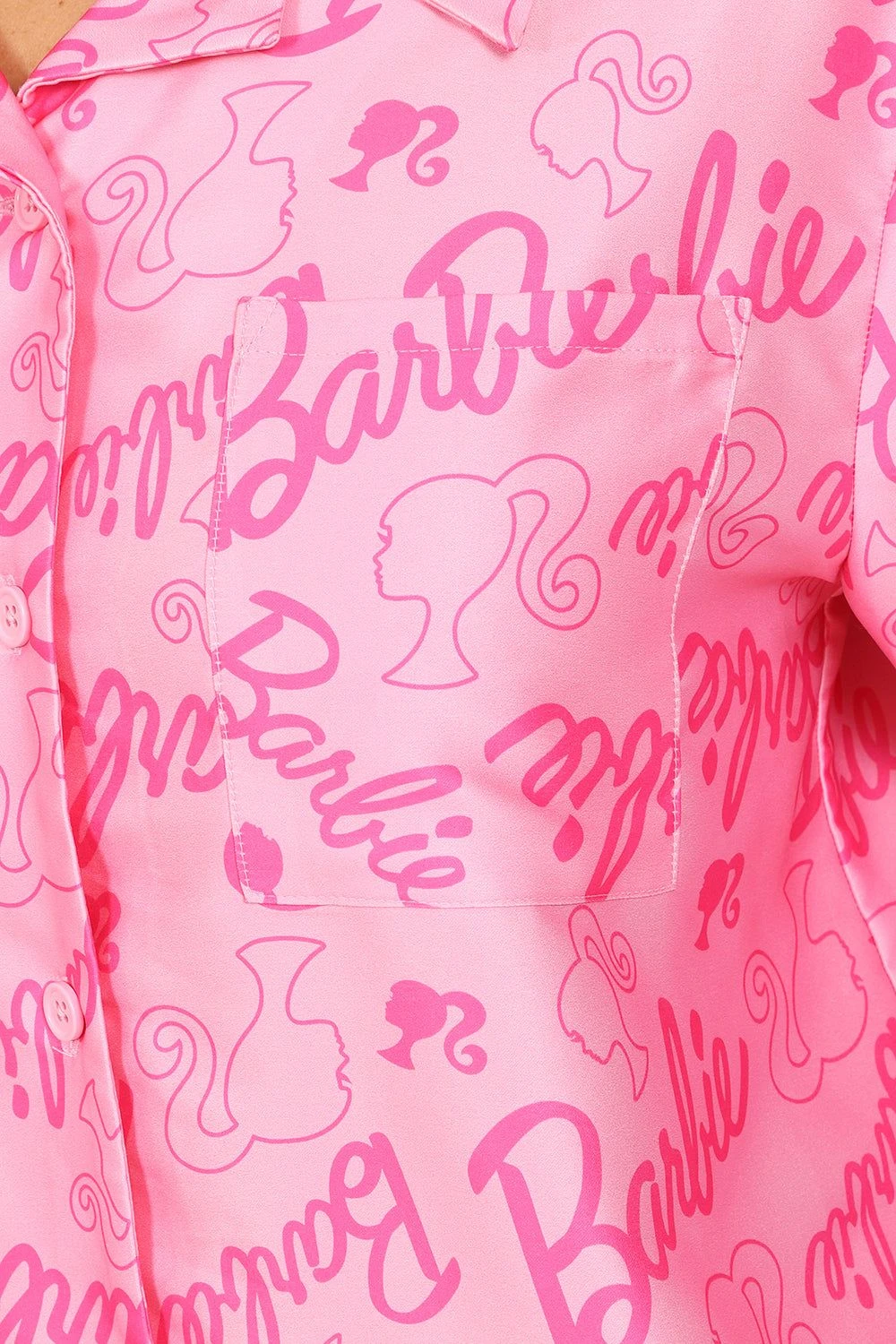 Women's Barbie Long Pink Satin Silk Pyjama Set 8 Women's Barbie Long Pink Satin Silk Pyjama Set - Image 8