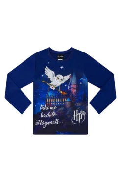 Girls Harry Potter Pyjamas Hedwig Take Me Back To Hogwarts Long Pyjamas Blue -All Ages Fashion PJF200923 81